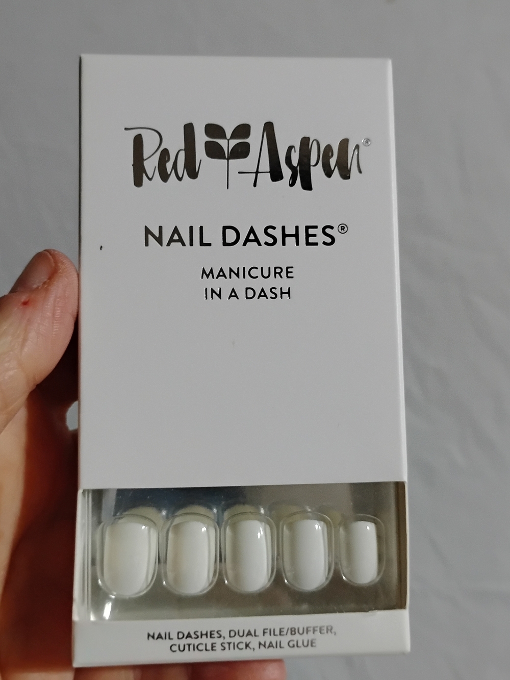 Red Aspen Nail Dashes White Press-On Nails Nina On Cloud 9 NEW